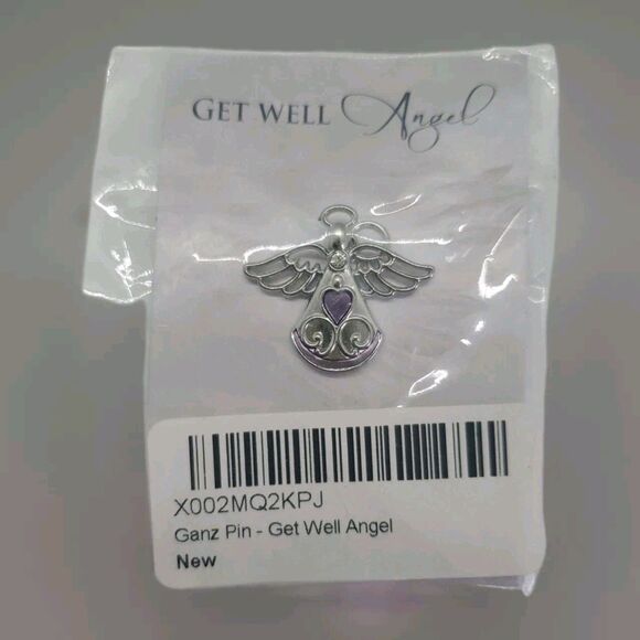 Ganz Get Well Angel Pin/Necklace Pendant Talisman Filigree Wings  Silver Tone - Picture 2 of 6